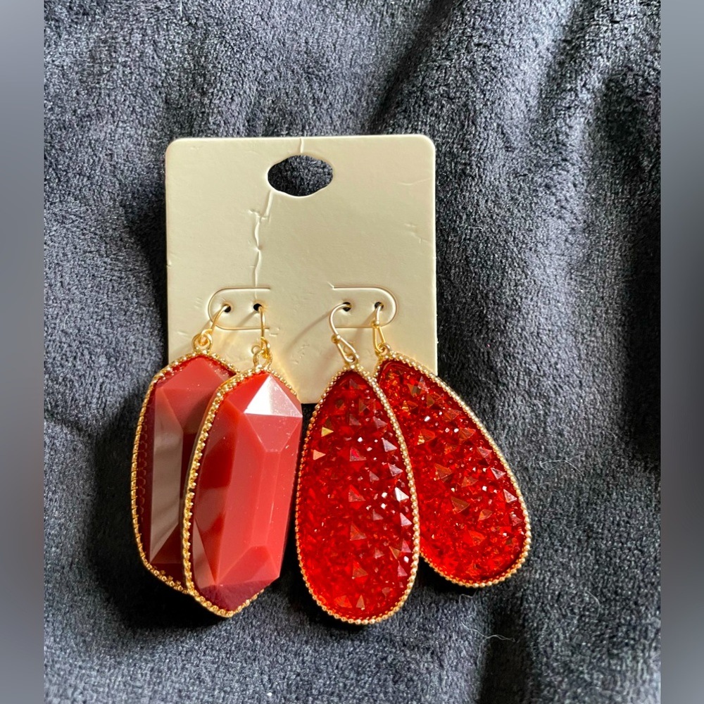 2 Lead & Nickel free red earrings